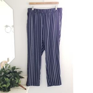 H&M Navy and Blue Stripe Elastic Pants Size 14
